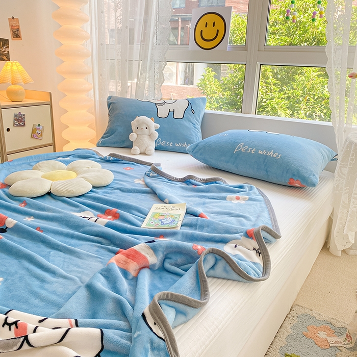 91家纺网 家纺一手货源 找家纺 慕尚家纺 2025新款雪貂绒高克重300g毛毯家用毛毯 小象