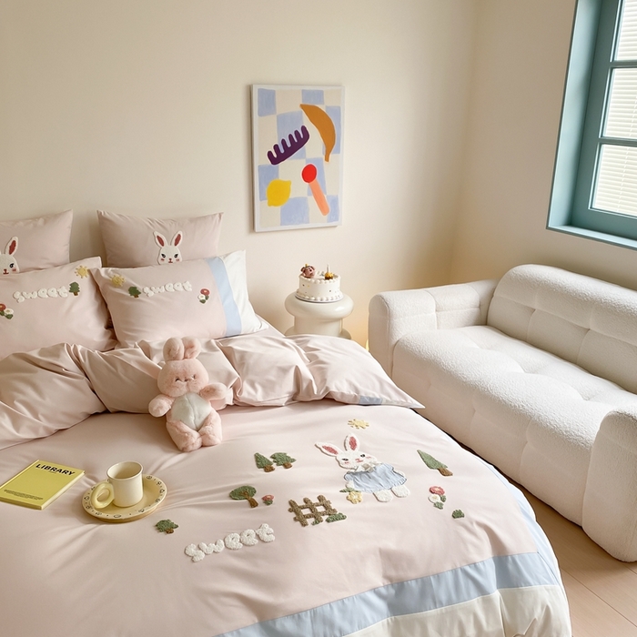 91家纺网 家纺一手货源 找家纺 （总）星野 2024新款全棉加厚磨毛四件套森林记系列