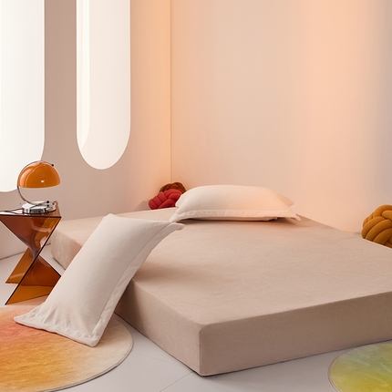 91家纺网 家纺一手货源 找家纺 LADYCOCO可可家居 2024新款牛奶3D绒立体雕花剪花单品系列-单床笠 卡其色