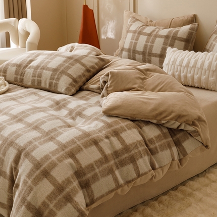 91家纺网 家纺一手货源 找家纺 （总）金奇达家纺 2025秋冬保暖加厚绒类四件套多莉羊绒-希尔格