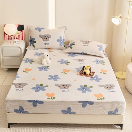 91家纺网 家纺一手货源 找家纺 （总）2024新款立体菠萝格印花保暖牛奶绒系列单床笠