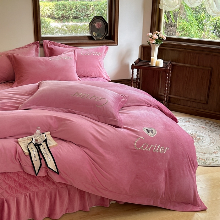 91家纺网 家纺一手货源 找家纺 尚美 2024新款床盖款工艺设计四件套-依连娜 红豆沙