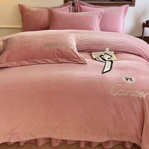 91家纺网 家纺一手货源 找家纺 尚美 2024新款床盖款工艺设计四件套-依连娜 浅豆沙