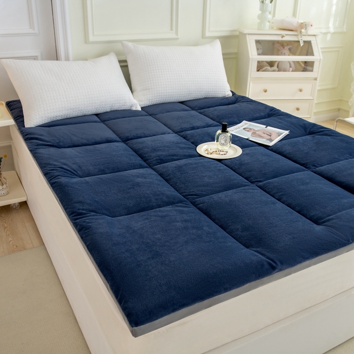 91家纺网 家纺一手货源 找家纺 LADYCOCO可可家居 2024新款亲肤舒适德绒床垫床褥-超暖系列 蓝色