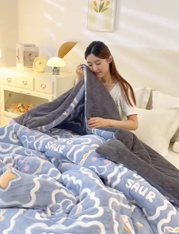 91家纺网 家纺一手货源 找家纺 好梦来家纺（原锦茂家纺） 2025新款印花款A类雪花绒冬被羊羔绒冬被被芯冬季牛奶绒冬被 恐龙乐园