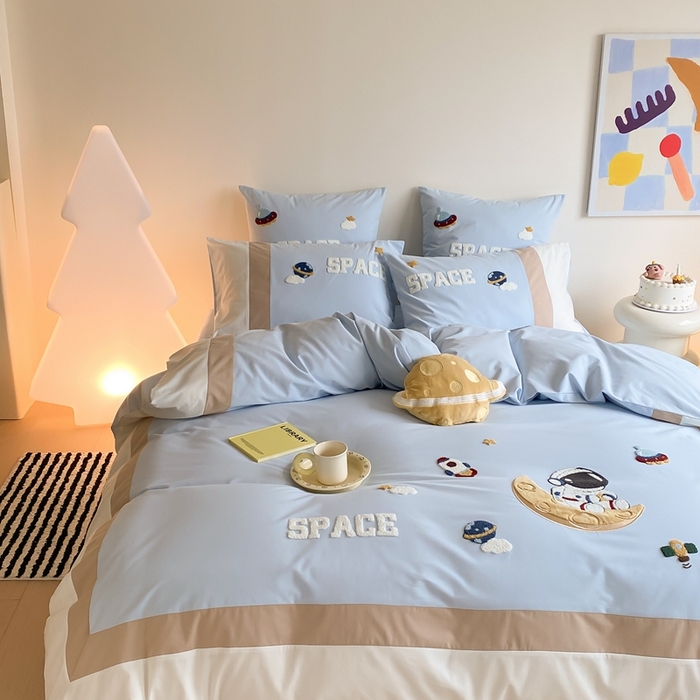 91家纺网 家纺一手货源 找家纺 （总）星野 2024新款全棉加厚磨毛四件套太空记系列