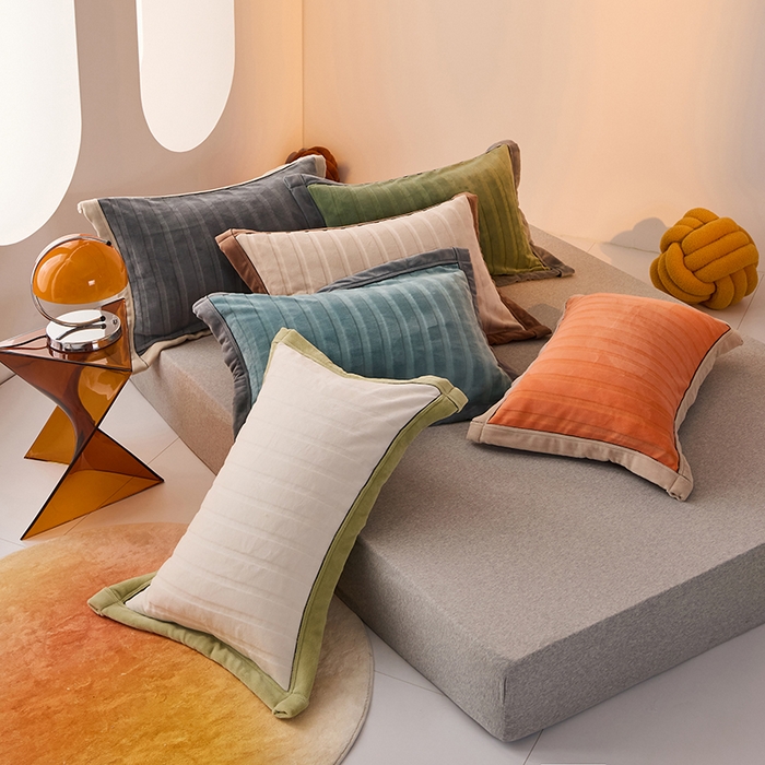 91家纺网 家纺一手货源 找家纺 LADYCOCO可可家居 2024新款牛奶3D绒立体雕花剪花单品系列-单枕套 米白+果绿