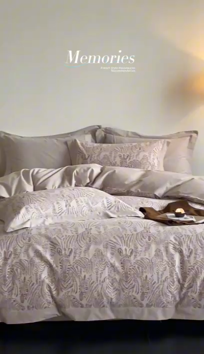 91家纺网 家纺一手货源 找家纺 窝米 2024新款全棉磨毛工艺拼角款四件套系列 遇见驼