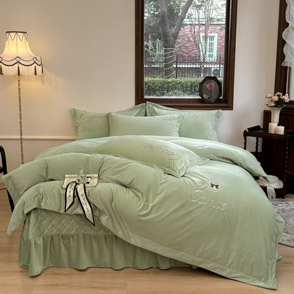 尚美 2024新款床盖款工艺设计四件套-依连娜 清新绿
