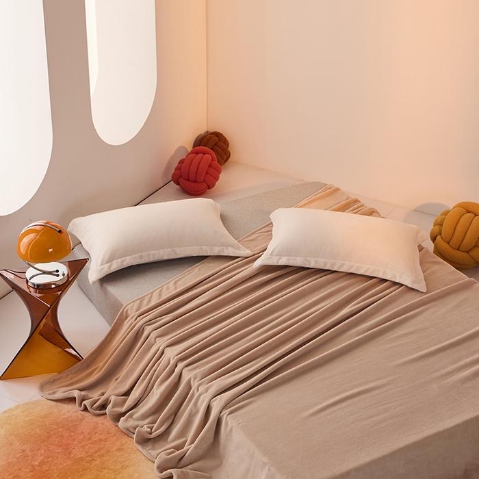 91家纺网 家纺一手货源 找家纺 LADYCOCO可可家居 2024新款牛奶3D绒立体雕花剪花单品系列-单床单 卡其色