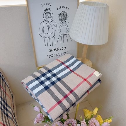 2024新款水洗全棉条格床盖四件套 巴宝莉小格