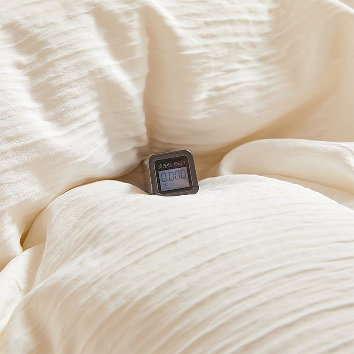 91家纺网 家纺一手货源 找家纺 2024新款A类双层皱皱纱豆豆被子被芯 皱皱纱-云母白