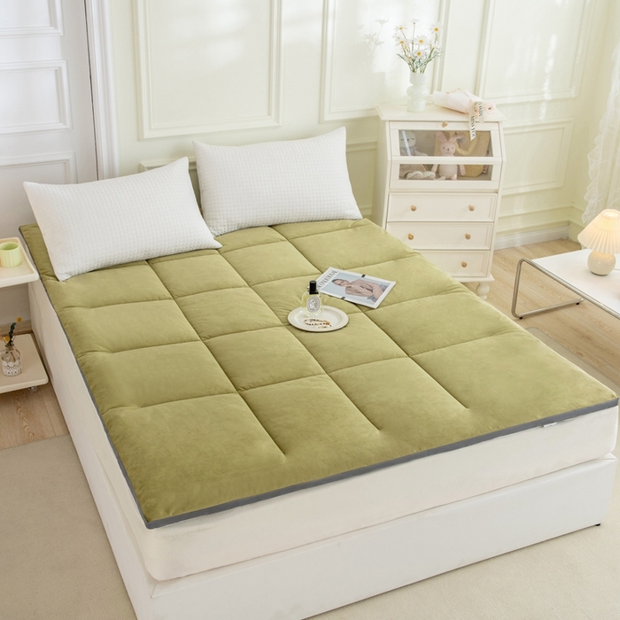 91家纺网 家纺一手货源 找家纺 LADYCOCO可可家居 2024新款亲肤舒适德绒床垫床褥-超暖系列 绿色