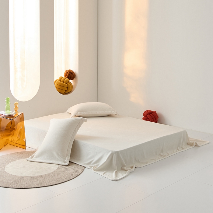 91家纺网 家纺一手货源 找家纺 LADYCOCO可可家居 2024新款牛奶3D绒立体雕花剪花单品系列-单床单 米白