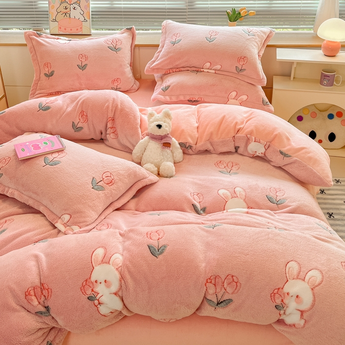 91家纺网 家纺一手货源 找家纺 （总）慕尚 2025新款高克重印花雪花绒被套单件