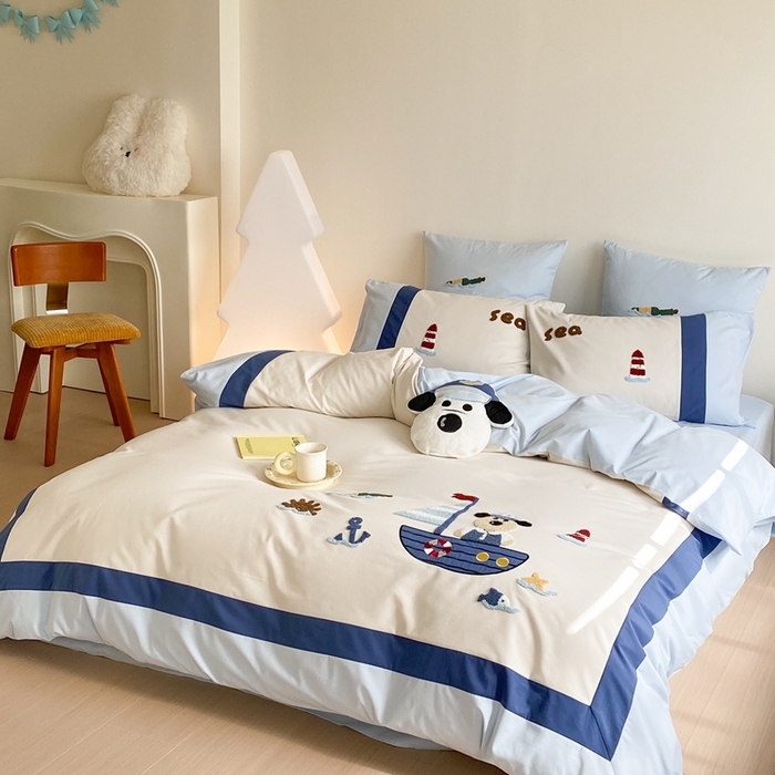 91家纺网 家纺一手货源 找家纺 （总）星野 2024新款全棉加厚磨毛四件套漂流记系列