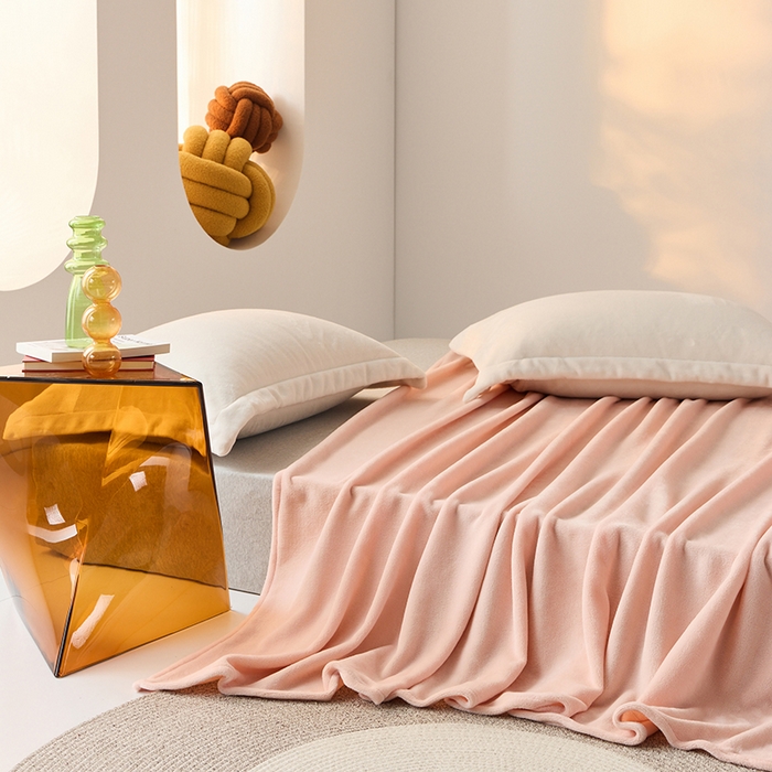 91家纺网 家纺一手货源 找家纺 LADYCOCO可可家居 2024新款牛奶3D绒立体雕花剪花单品系列-单床单 浅粉