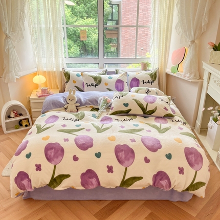 91家纺网 家纺一手货源 找家纺 （总）席佬大 2025新款冬季亲肤透气牛奶绒印花四件套 可提供买家秀