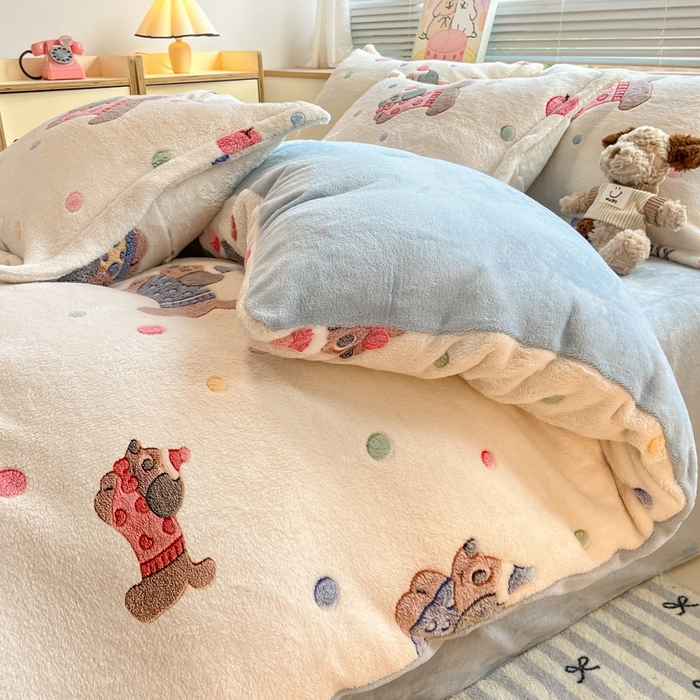 91家纺网 家纺一手货源 找家纺 慕尚 2025新款高克重印花雪花绒被套单件 优瑞