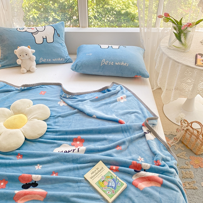 91家纺网 家纺一手货源 找家纺 慕尚家纺 2025新款雪貂绒高克重300g毛毯家用毛毯 小象