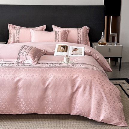 苏源家居 2024新款秋冬磨毛提花加厚轻奢四件套路易系列 路易-冰霉粉