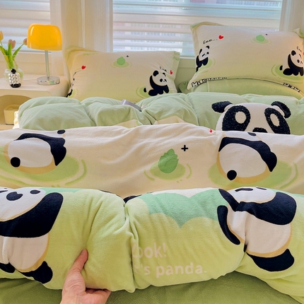 91家纺网 家纺一手货源 找家纺 （总）简一 2025新款小清新牛奶绒印花四件套-卡通系列