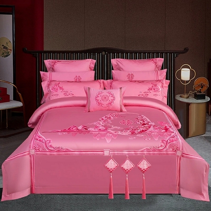 91家纺网 家纺一手货源 找家纺 （总）2024新款100S提花全工艺长绒棉刺绣婚庆四件套多件套