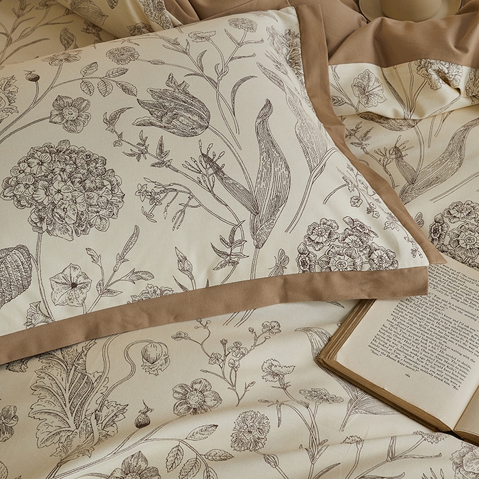 91家纺网 家纺一手货源 找家纺 （总）千朵森 2024新款高定新疆长绒棉全棉印花拼角磨毛四件套 风格二