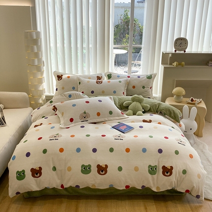 91家纺网 家纺一手货源 找家纺 梦澜蒂 2024新款加厚保暖牛奶绒被套牛奶绒四件套