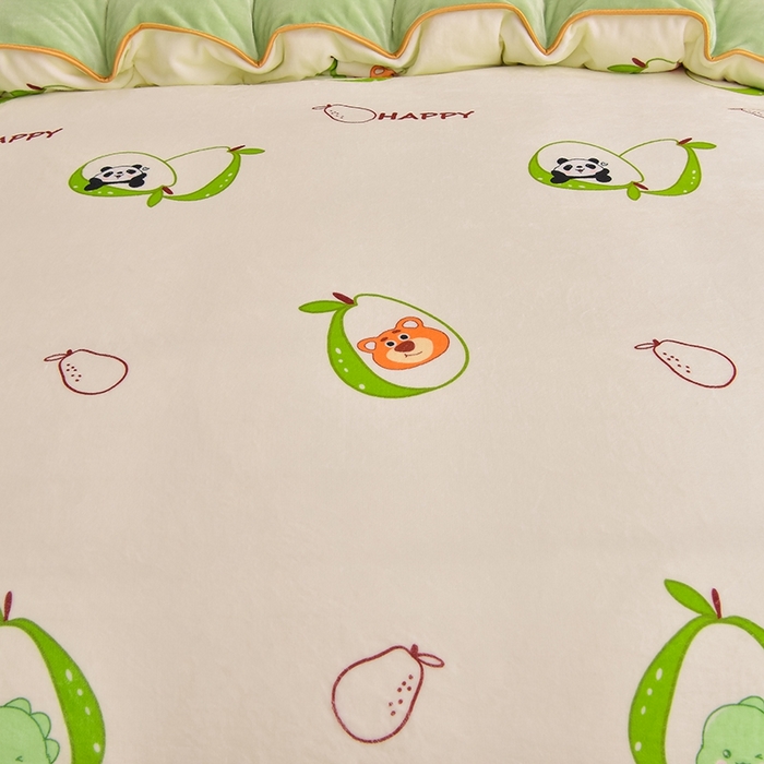 91家纺网 家纺一手货源 找家纺 雅芝蓝 2025新款8-9斤高克重印花牛奶绒四件套保暖绒套件直播爆款 牛油果