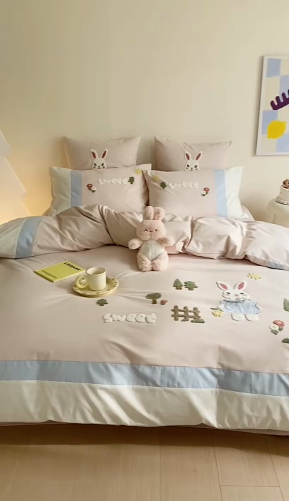 91家纺网 家纺一手货源 找家纺 （总）星野 2024新款全棉加厚磨毛四件套森林记系列