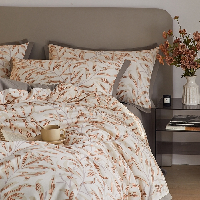 91家纺网 家纺一手货源 找家纺 千朵森 2024新款高定新疆长绒棉全棉印花拼角磨毛四件套 风格二 雅韵