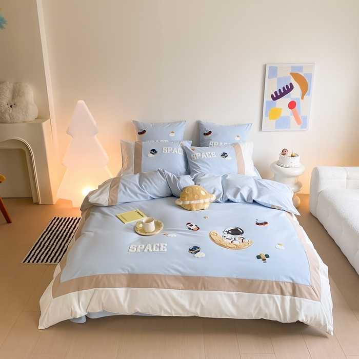 91家纺网 家纺一手货源 找家纺 （总）星野 2024新款全棉加厚磨毛四件套太空记系列