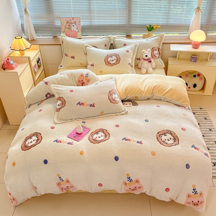 91家纺网 家纺一手货源 找家纺 （总）慕尚 2025新款高克重印花雪花绒四件套 