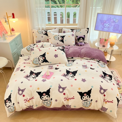 91家纺网 家纺一手货源 找家纺 （总）贝扬思家纺 2024新款高克重牛奶绒卡通四件套（有买家秀）