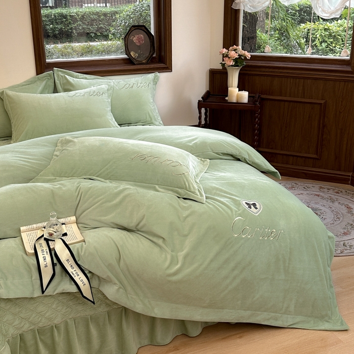 91家纺网 家纺一手货源 找家纺 尚美 2024新款床盖款工艺设计四件套-依连娜 清新绿