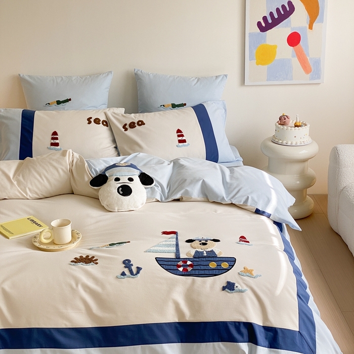 91家纺网 家纺一手货源 找家纺 （总）星野 2024新款全棉加厚磨毛四件套漂流记系列