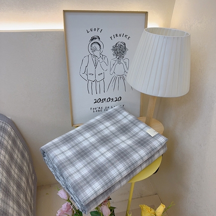 91家纺网 家纺一手货源 找家纺 （总）2024新款水洗全棉条格床盖四件套