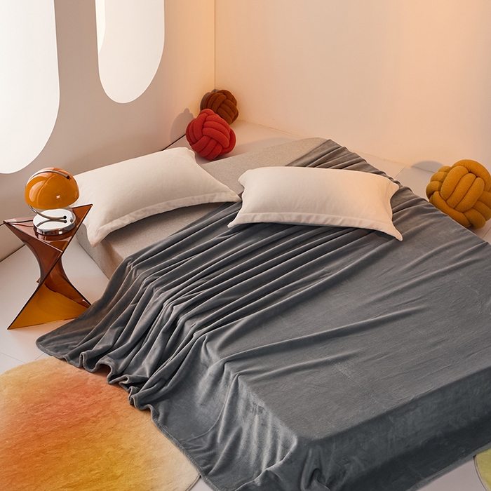 91家纺网 家纺一手货源 找家纺 LADYCOCO可可家居 2024新款牛奶3D绒立体雕花剪花单品系列-单床单 灰色