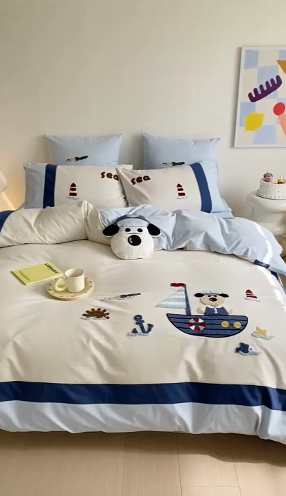 91家纺网 家纺一手货源 找家纺 （总）星野 2024新款全棉加厚磨毛四件套漂流记系列