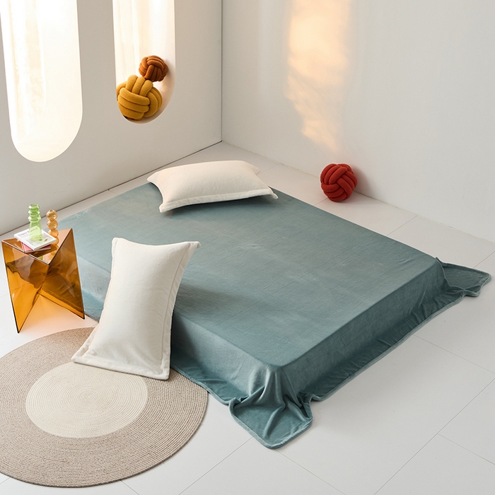 91家纺网 家纺一手货源 找家纺 LADYCOCO可可家居 2024新款牛奶3D绒立体雕花剪花单品系列-单床单 蓝色