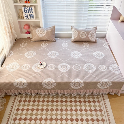 91家纺网 家纺一手货源 找家纺 （总）手艺人 2025新款蕾丝花边化纤炕盖榻榻米炕垫-KH系列