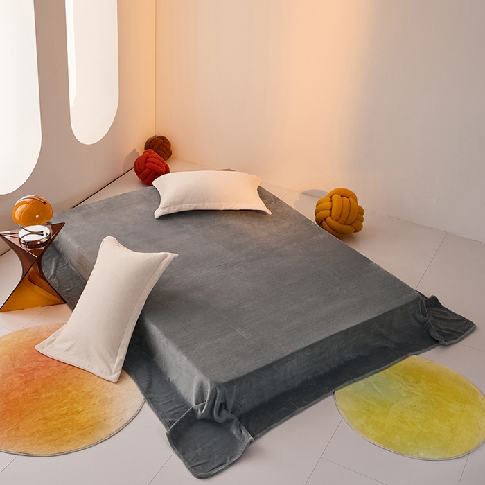 91家纺网 家纺一手货源 找家纺 LADYCOCO可可家居 2024新款牛奶3D绒立体雕花剪花单品系列-单床单 灰色