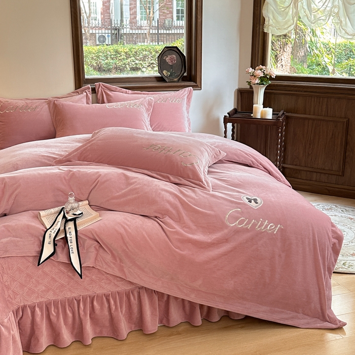 91家纺网 家纺一手货源 找家纺 尚美 2024新款床盖款工艺设计四件套-依连娜 浅豆沙