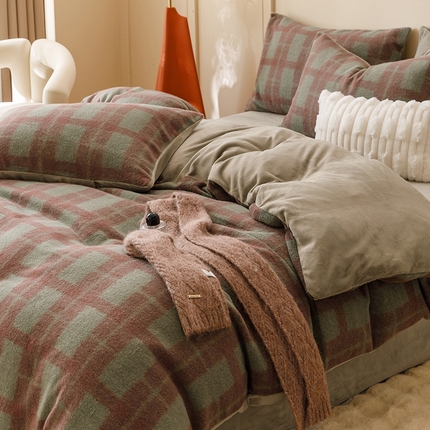 91家纺网 家纺一手货源 找家纺 金奇达家纺 2025秋冬保暖加厚绒类四件套多莉羊绒-希尔格 森格红茶