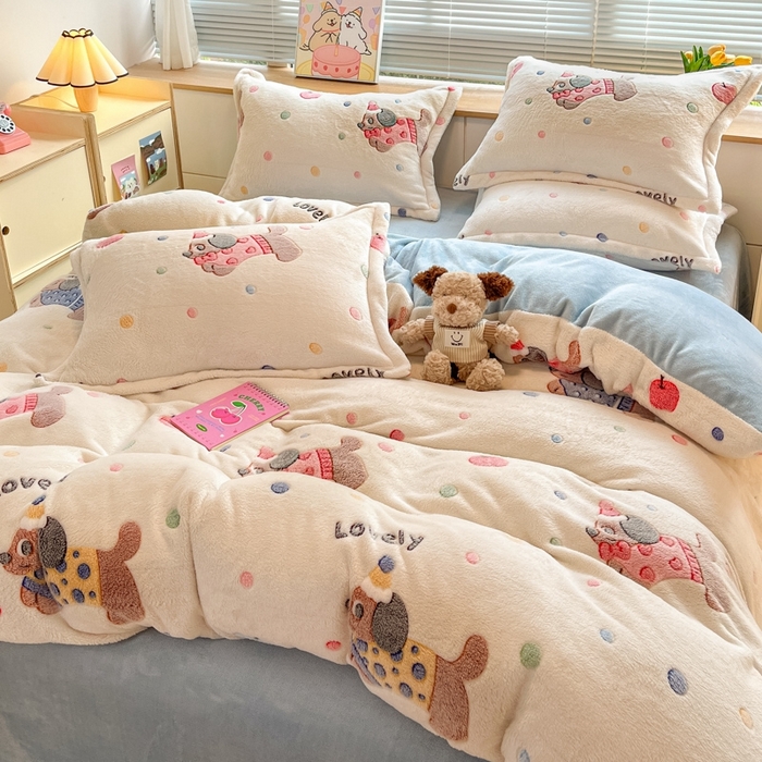 91家纺网 家纺一手货源 找家纺 慕尚 2025新款高克重印花雪花绒被套单件 优瑞