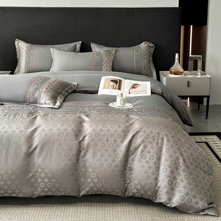 苏源家居 2024新款秋冬磨毛提花加厚轻奢四件套路易系列 路易-高级灰
