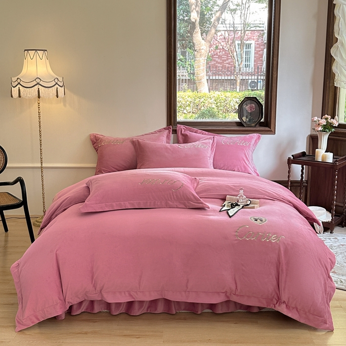 91家纺网 家纺一手货源 找家纺 尚美 2024新款床盖款工艺设计四件套-依连娜 红豆沙