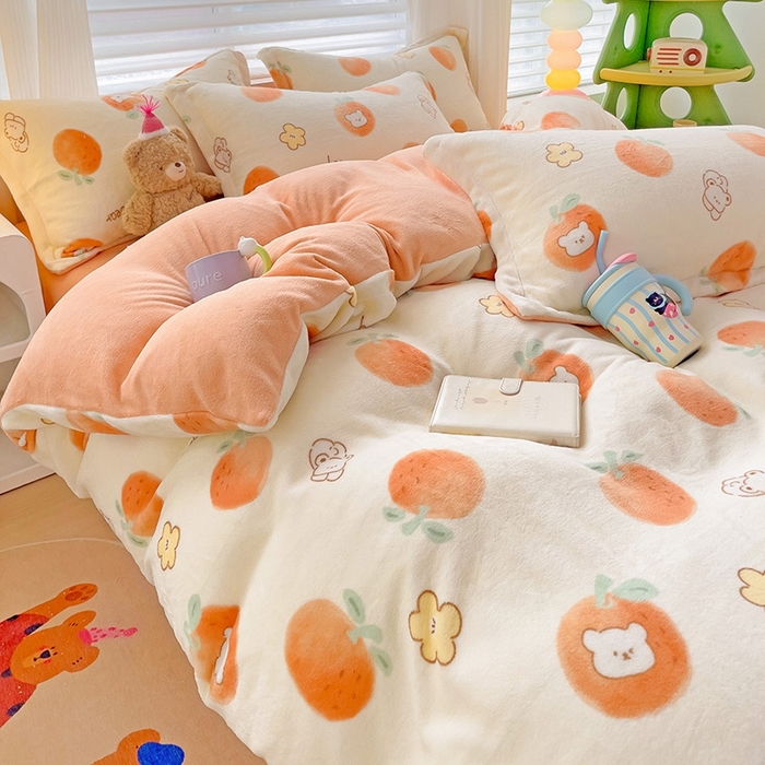 91家纺网 家纺一手货源 找家纺 简一 2025新款小清新牛奶绒印花四件套-卡通系列 心想事成