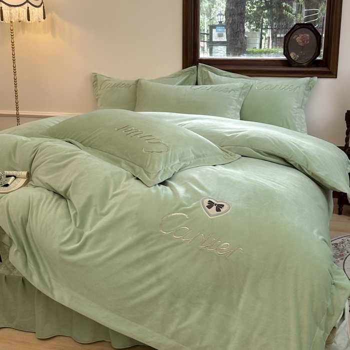 91家纺网 家纺一手货源 找家纺 尚美 2024新款床盖款工艺设计四件套-依连娜 清新绿